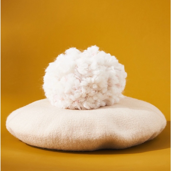 NWT - Anthropologie Pick-A-Pom Wool Blend Beret Base w/Tufted Yellow Pom - Picture 4 of 5